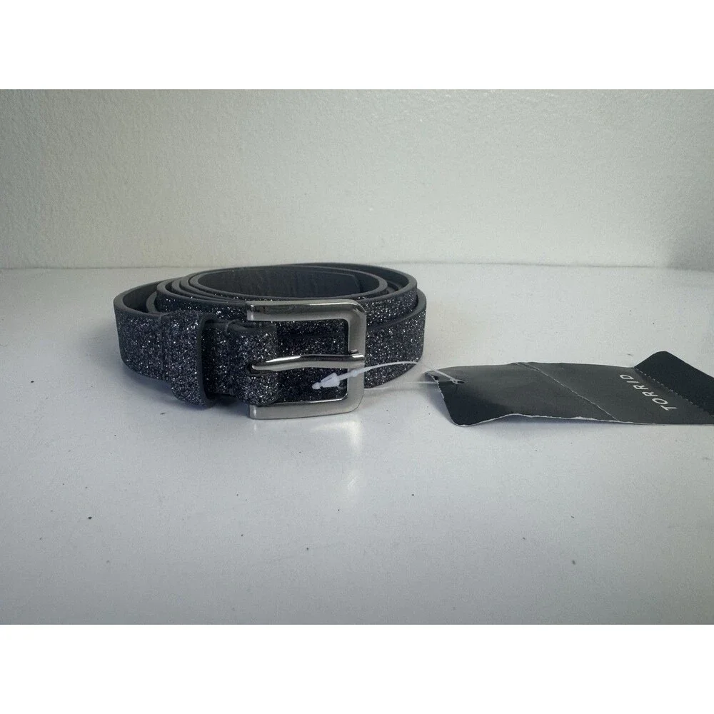 Torrid Glitter Belt Size 4 Silver Sparkle Faux Leather Women’s New